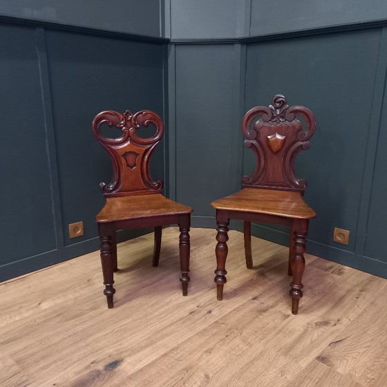 Image 1 of Set of English Georgian hall chairs