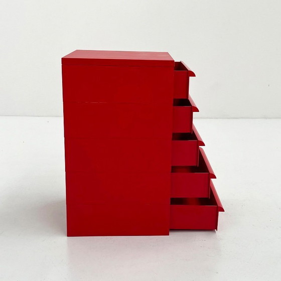 Image 1 of Cassettiera rossa a 5 cassetti modello 4601 di Simon Fussell per Kartell, anni &#39;70