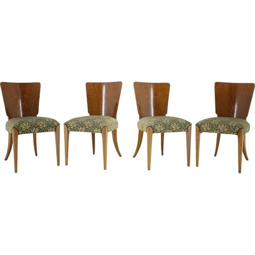 Set of 4 vintage walnut chairs by Jindrich Halabala for Up Závody, Czechoslovakia