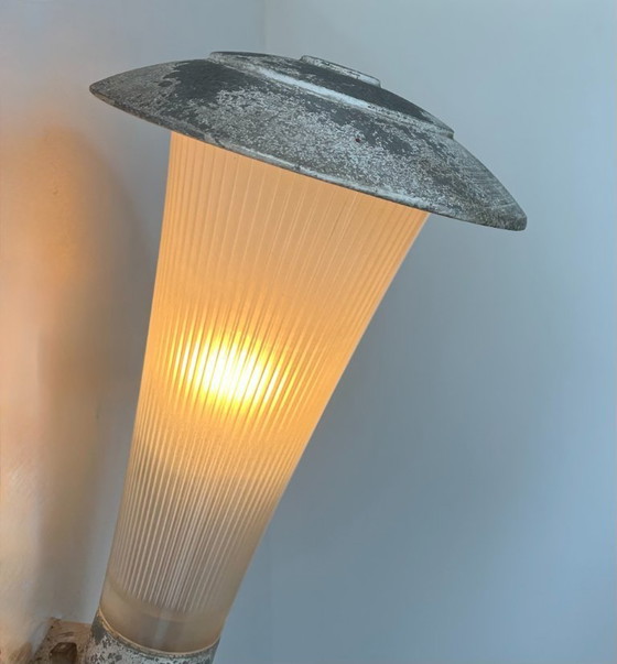 Image 1 of Vintage holophane wall lamp, metal and striated glass, France 1940