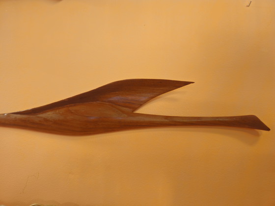 Image 1 of Set di 3 grandi uccelli da parete vintage in teak.