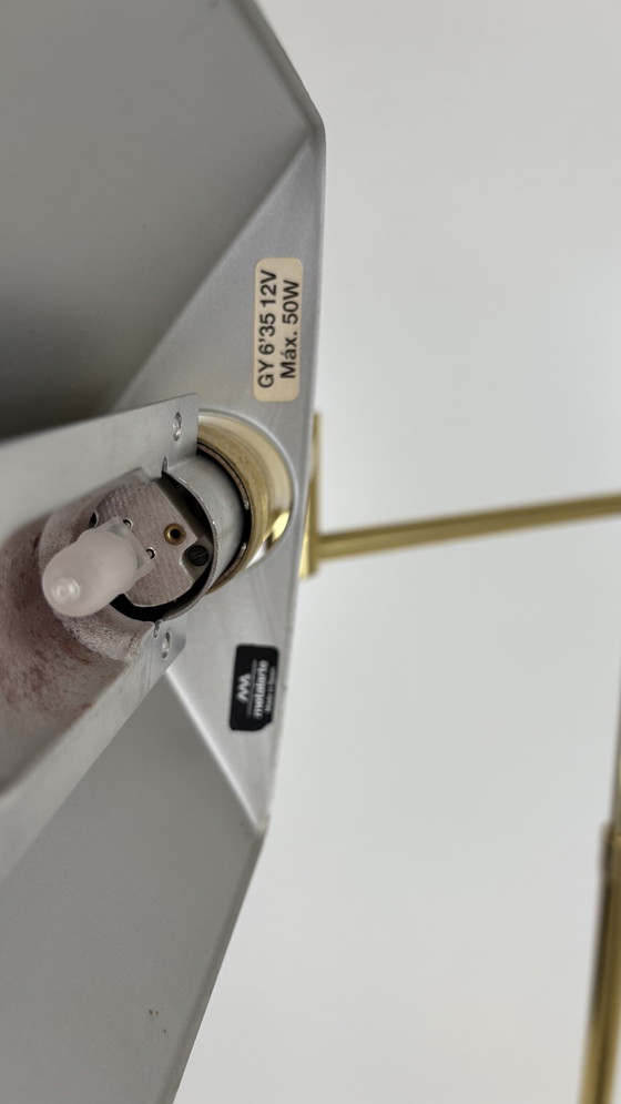 Image 1 of Lampada da lettura vintage in ottone regolabile in altezza Metalarte