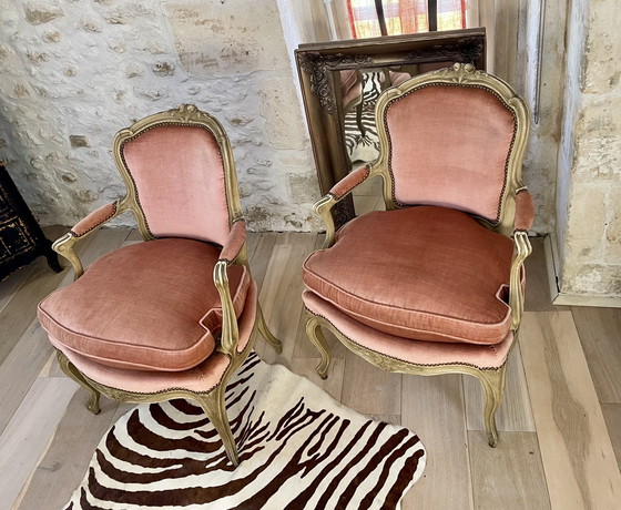 Image 1 of Paar Louis XV cabriolet fauteuils