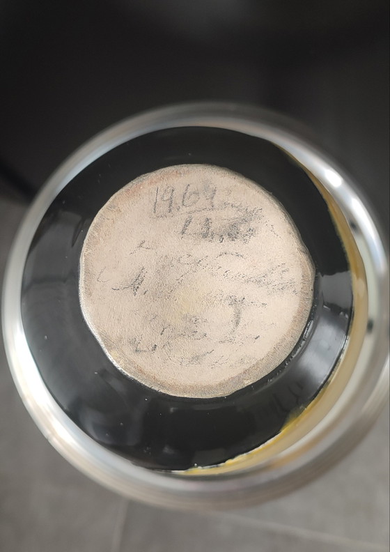 Image 1 of Vaso in ceramica vintage a due colli, 1964.