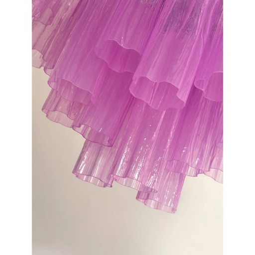 Lámpara de araña de cristal Tronchi estilo Murano fucsia D60