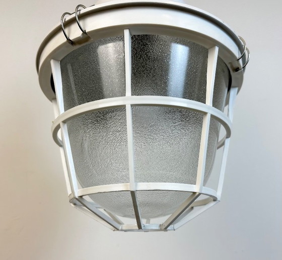 Image 1 of White Industrial Factory Light with Plastic Grid from Elektrosvit, 1990s
