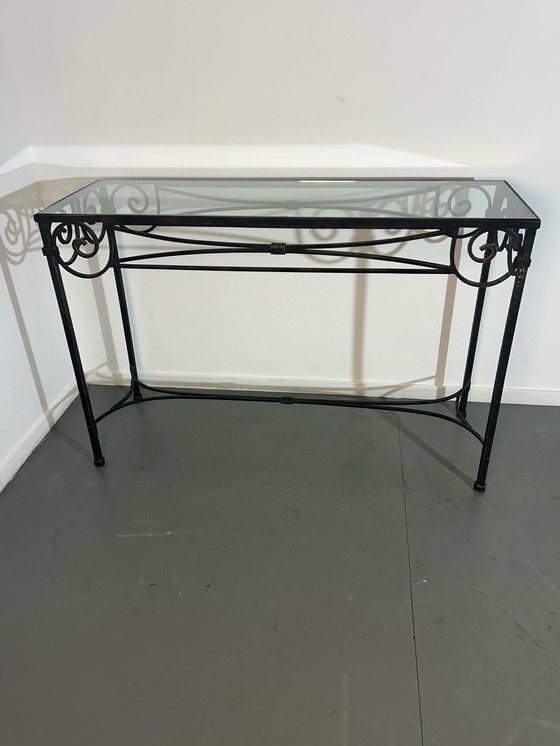 Image 1 of Twee gesmede console tafels.