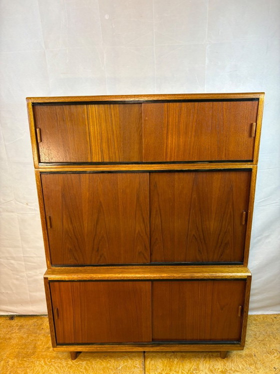 Image 1 of Mid-Century Retro Vintage Teak Stacking Bookcase by Simplex   Modular Design • Elegant Storage • British Mid-Century Craftsmansh