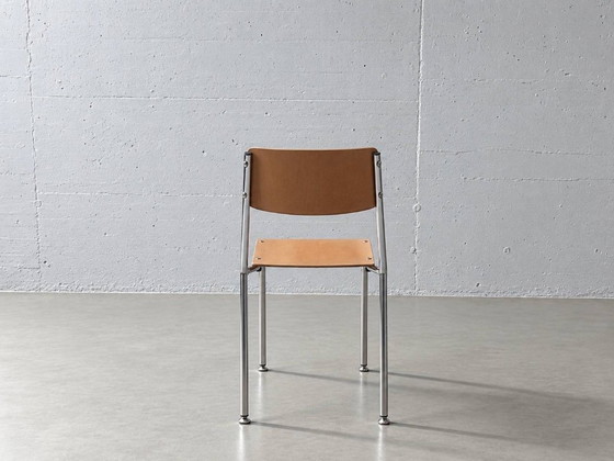 5 Stackable Chrome Steel Chairs, 1990s – Side chairs, Wood (photo 10 of 12)