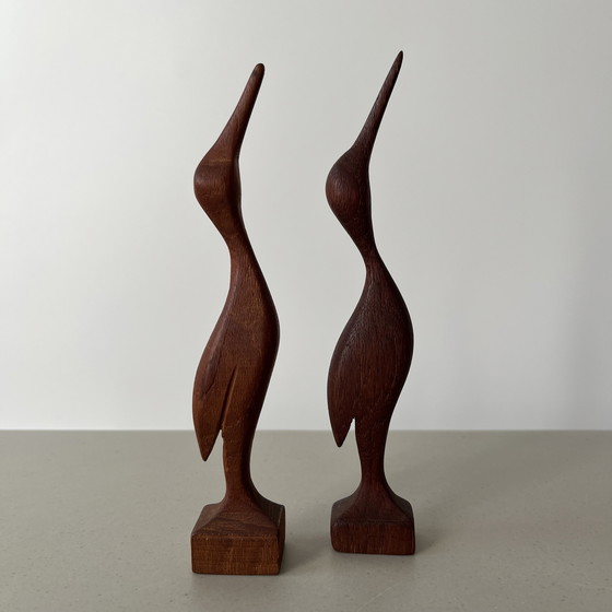Image 1 of Pair of vintage Scandinavian bird figurines, teak, Sweden, 1960s/70s

