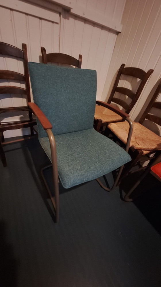 Dining set: Gazzda Luc table plus 6 Leolux Freyr chairs, Metal, Wood, Multi Color, Vintage (photo 7 of 8)