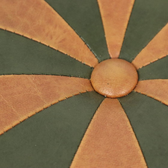 Image 1 of Vintage Pouf Green Brown Skai