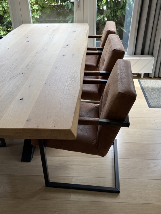 Prachtige Gardo Boomstamtafel 240 Cm + 6 Luxe Contiro Stoelen – Als Nieuw! – Eetkamerset, Wood (photo 7 of 15)
