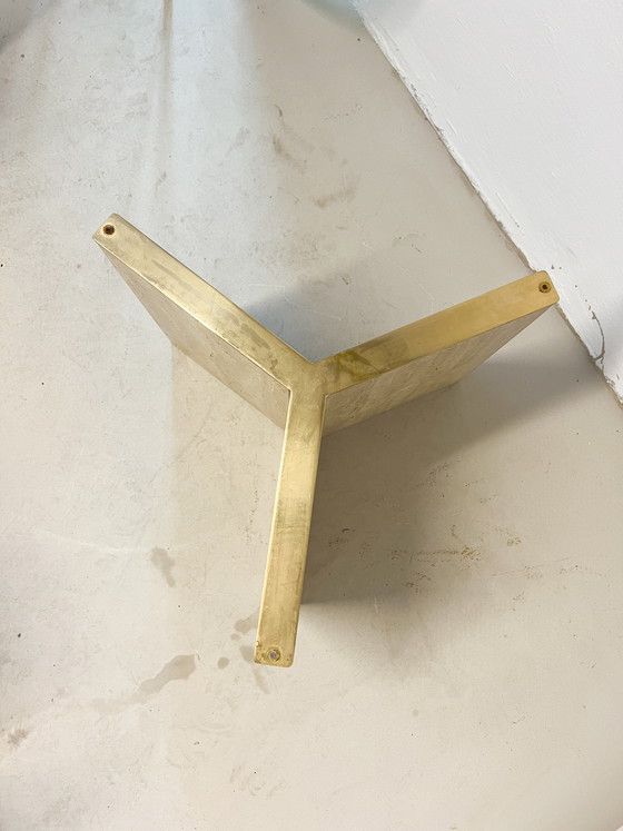 Image 1 of Vintage travertine glass coffee table