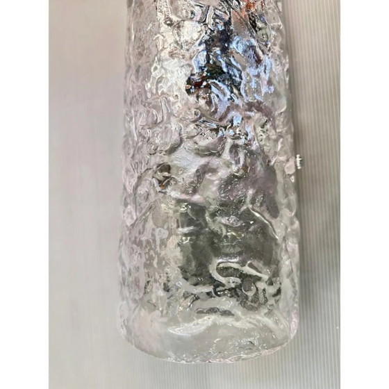 Image 1 of Elegantes apliques de pared de cristal martillado transparente con influencia del arte de Murano italiano.