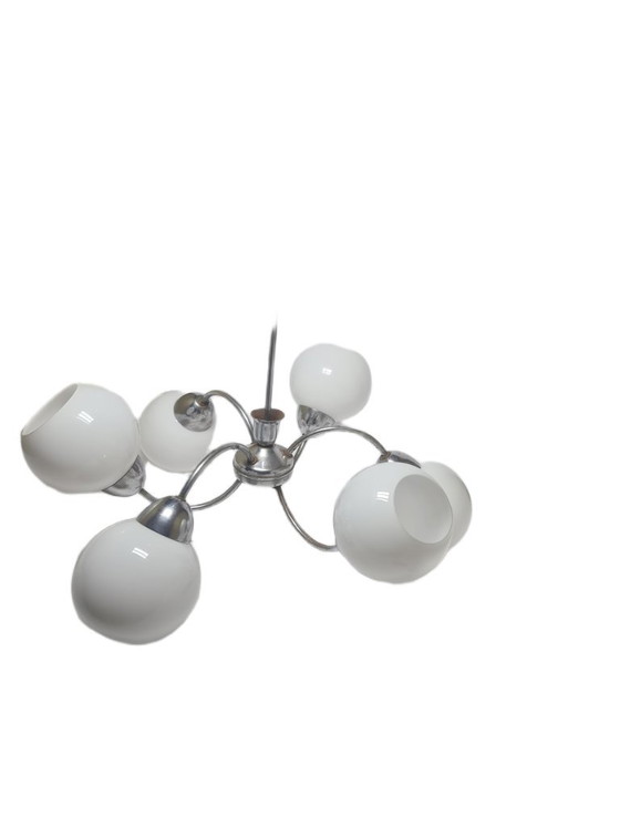Art Deco Style Chandelier, Poland, 1960s – Glass, Metal (photo 7 of 12)