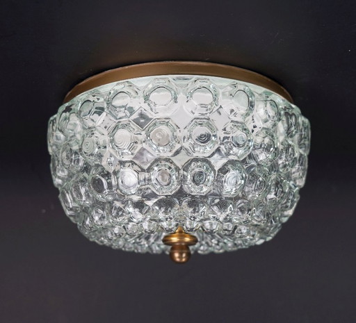 Plafonnier vintage en verre bullé de Limbourg, modèle A 637, encastré, années 1970