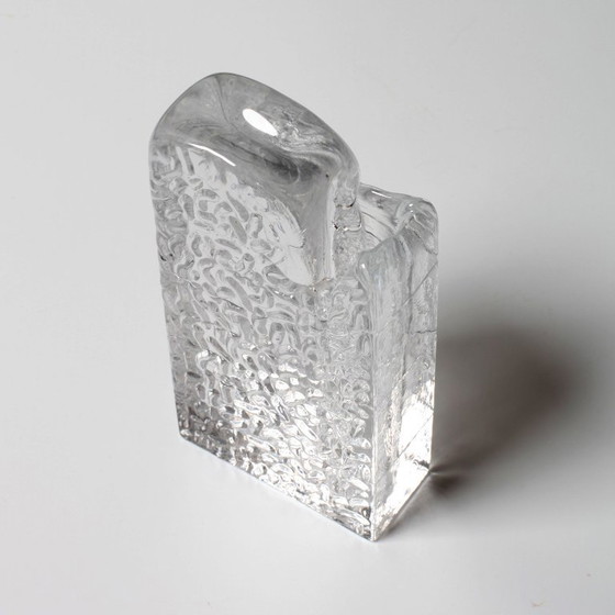 Image 1 of Mid-century Single Flower Textured Glass Block Bud Vase / Solifleur / Germany / 1960s