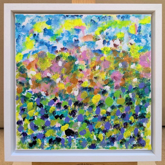 Image 1 of BLUEBELL WOOD IMPRESSIONIST LANDSCAPE ORIGINAL CANVAS FRAMED NIGEL WATERS 