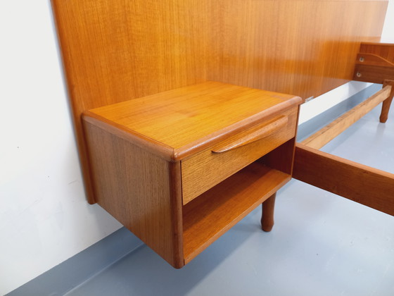 Image 1 of Scandinavian-style vintage double bed in teak by designers Tricoire and Vecchione for the "Meubles TV Paris" brand in the 1960s.