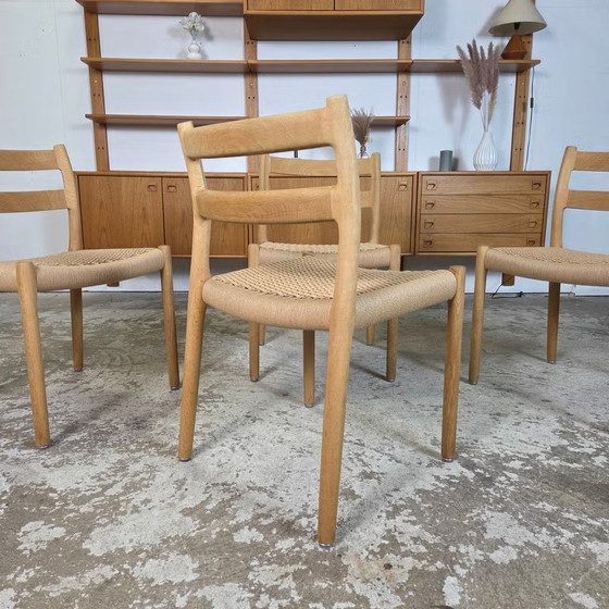 4x Niels Møller modèle 84 Chaise de salle à manger danoise en chêne savonné – J.L. Møller Møbelfabrik (photo 10 of 21)