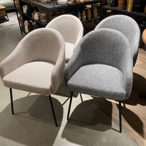 4x Bello Naturel en Grijs – Pronto Wonen, eetkamerstoelen