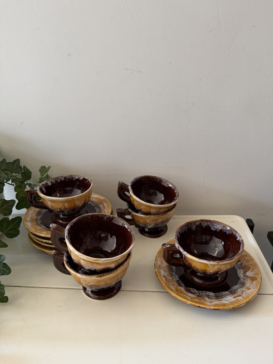 Set aus 6 Tassen und Untertassen im Mid-Century-Stil – Geschirr, Ceramic (photo 5 of 6)