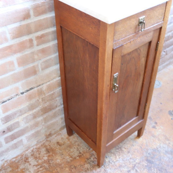 Image 1 of Vintage tall marble bedside table