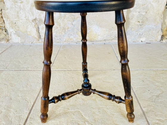 Image 1 of Vintage, Turned Wood,Walnut Stool