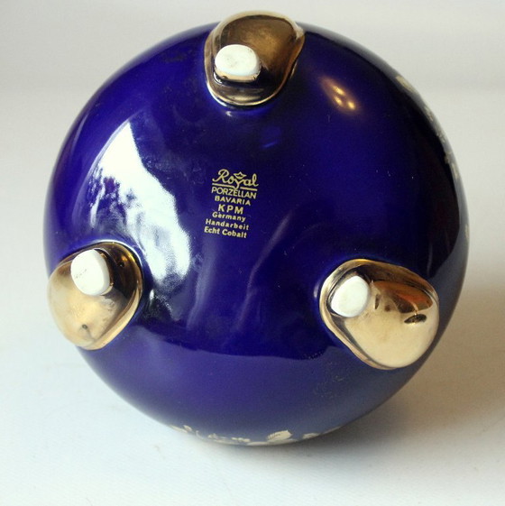 Image 1 of Royal Bavaria KPM Bonbonnière Handgemaakt Porselein Echt Kobalt