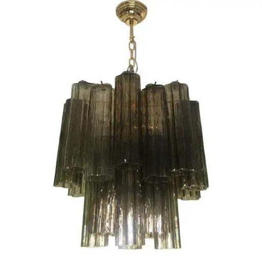 Pair of 21st Century Murano Style Glass Chandelier in Fume' Color