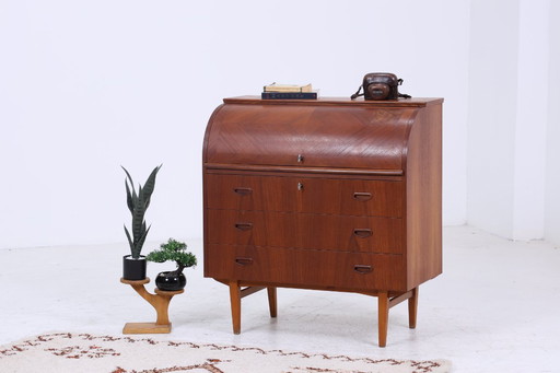 Magnifique secrétaire en teck vintage années 60 | Mid Century bureau armoire bureau de travail rétro en bois de rangement #07-12