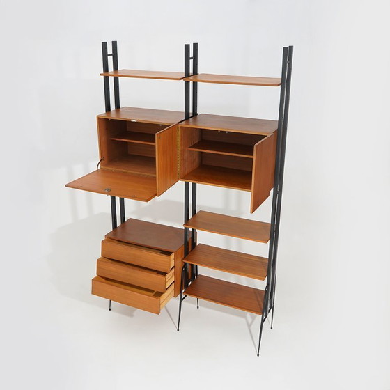 Image 1 of Modular bookcase with wooden uprights, 1950s