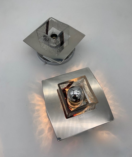 Image 1 of pair of wall lamps attributed to Esperia