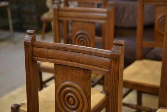 Set of 6 brutalist oak chairs from the 1950s. – Dining chairs (photo 9 of 15)