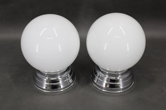 Image 1 of 1940 Paar Art Deco Plafond- of Wandlampen, Tsjecho-Slowakije