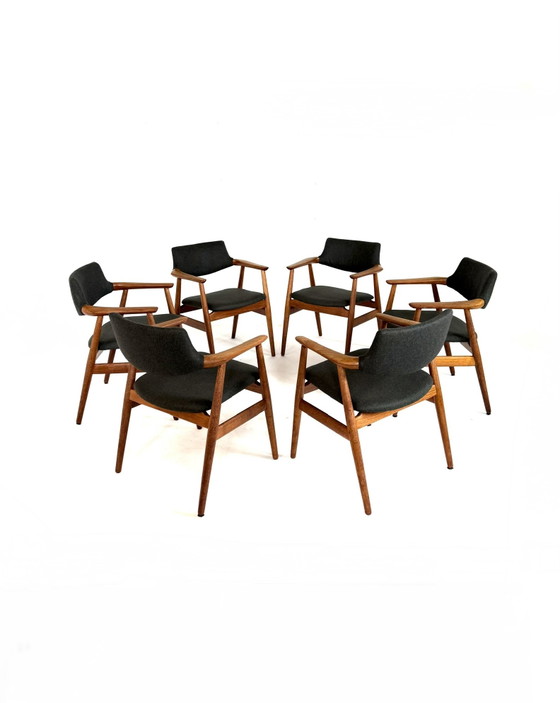 6x GM11 restaurées, Glostrup Møbelfabrik ‘60 – Chaises de salle à manger, Wood, Wool (photo 2 of 15)