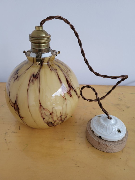 Image 1 of Lampada in vetro opalino Art déco, Verreries de Scailmont, Henri Heemskerk, Belgio