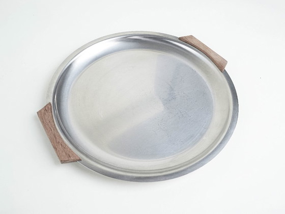 Image 1 of Plateau rond en acier inoxydable, design danois, années 1970, fabriqué au Danemark