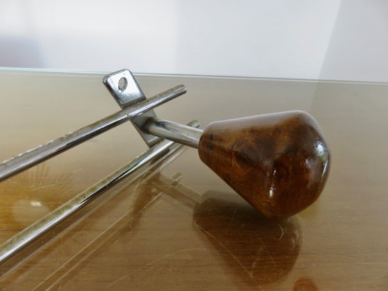 Image 1 of Porte manteau mural scandinave, bois et métal chromé, 60's 70's