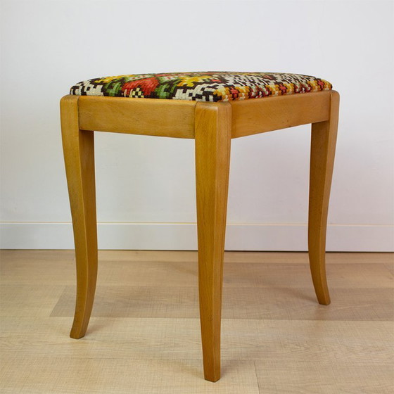 Image 1 of Sgabello francese vintage con rivestimento in gobelin