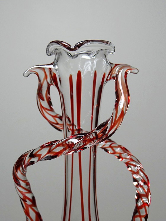 Image 1 of Vaso solifloreale veneziano in vetro soffiato di Murano, anni '50-'60, Filigrana/Zanfirico