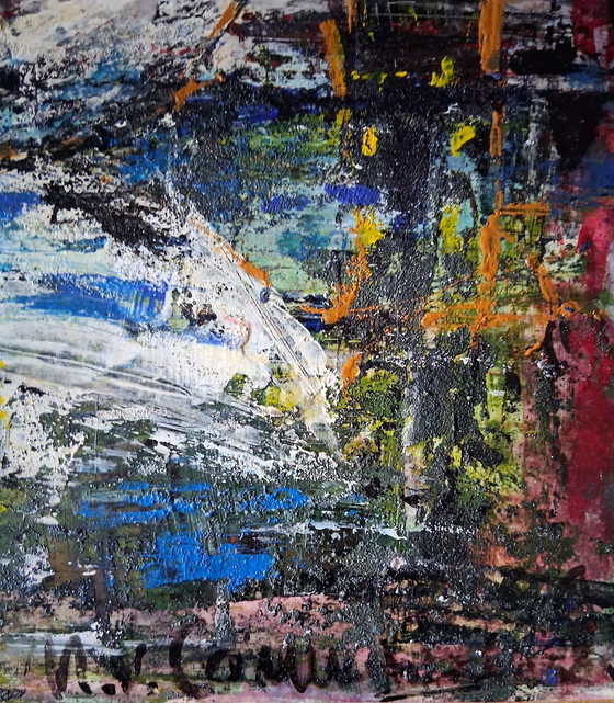 Image 1 of Weißes Schiff im Hafen, abstrakt