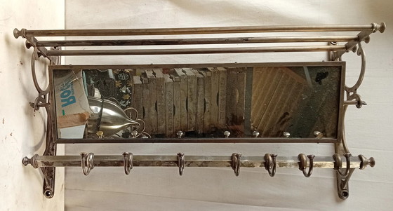 Image 1 of Industrial Coat Rack with Mirror