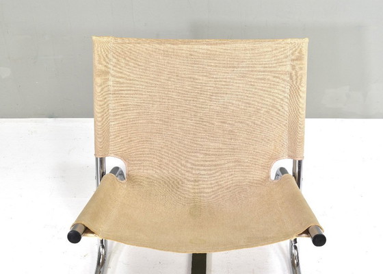 Image 1 of Scandinavische klapstoel in chroom en canvas – jaren 70