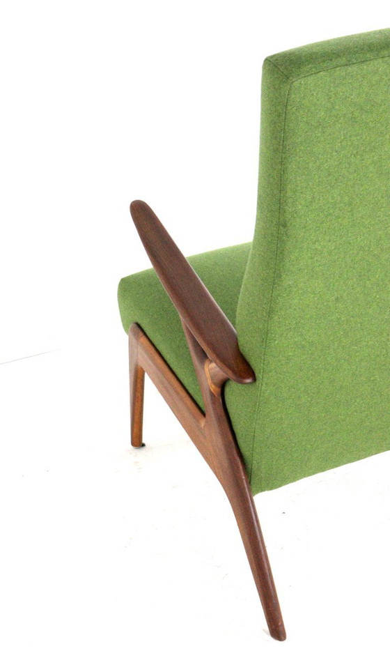 Image 1 of Vintage fauteuil stoel groen gestoffeerd 