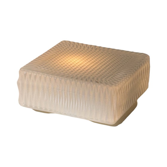 Image 1 of Art deco (stijl) - Plafond- of wandlamp met opaalglas en metalen voet - ca. 1960, Tsjechoslowakije