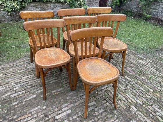 Image 1 of 7 sillas de bistró Baumann, sillas de cocina, años 50, Francia