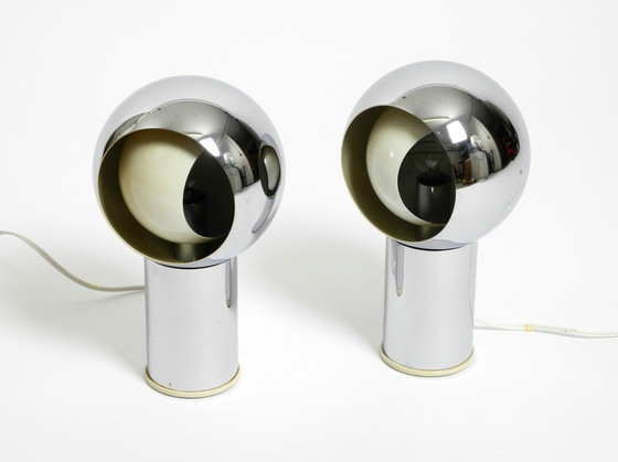 Image 1 of Paar schöne große Mid Century Space Age Chrom Tischlampen - Made in Italy