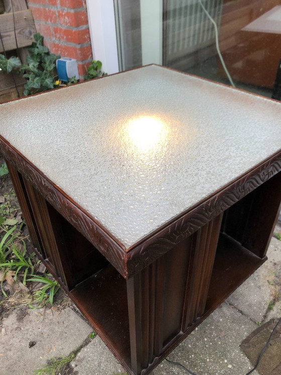 Image 1 of Vintage boekenmolen draaibaar met verlichting - rokers kastje